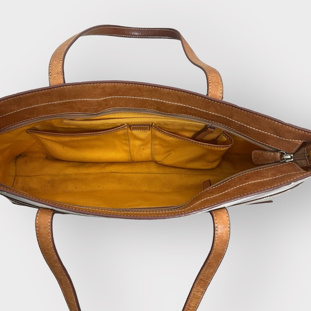 Maxx New York Cream and Tan Leather East West 90s Y2K Retro Shoulder Purse Bag - Picture 6 of 7